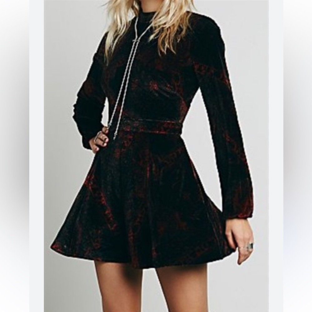 Free People Printed Burnout Velvet Backless Romper - Picture 15 of 15